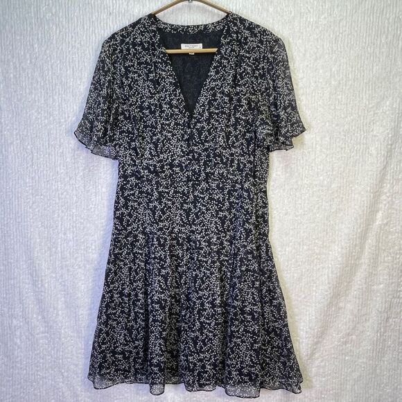 Equipment Femme Blue White Lisle Silk Chiffon Floral Mini Dress Size 8 - Picture 2 of 10